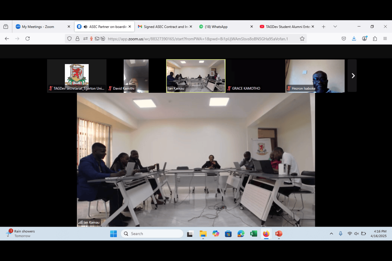 Successful Onboarding of TAGDev 2.0 Program, Egerton University ASEC Partners